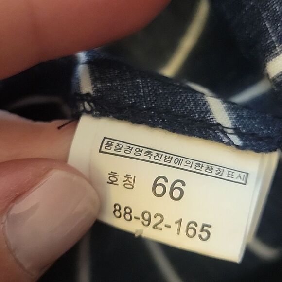 Korean 100% Linen Navy and White Asymmetrical Blouse - Picture 10 of 12